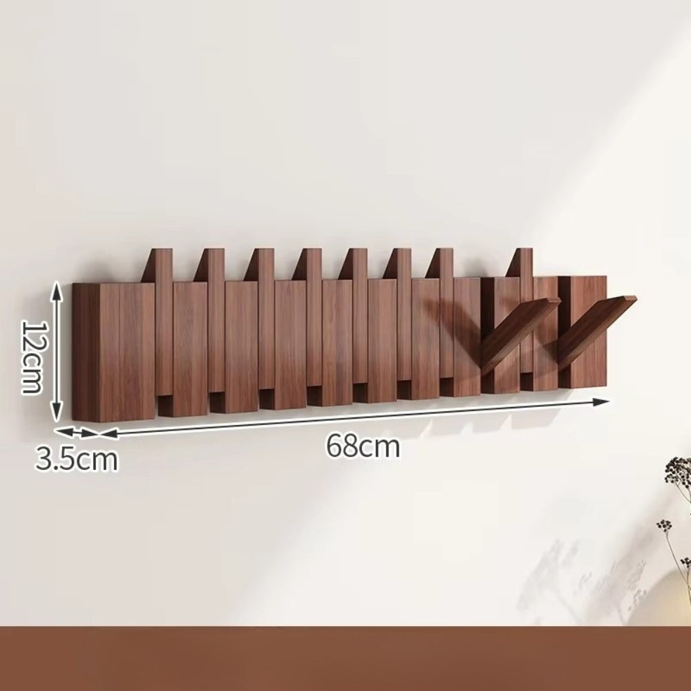 Piano-Inspired Wooden Flip Hook Wall Rack