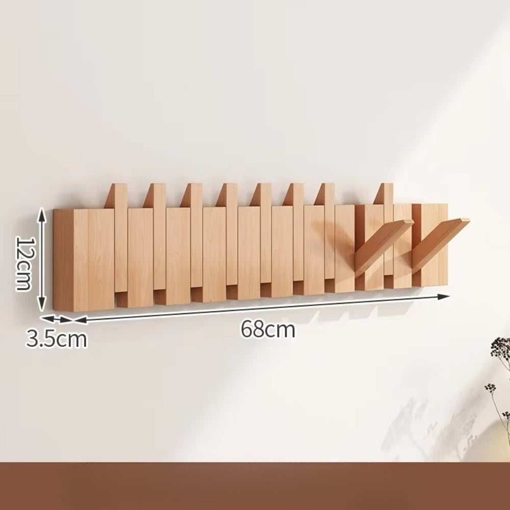 Piano-Inspired Wooden Flip Hook Wall Rack