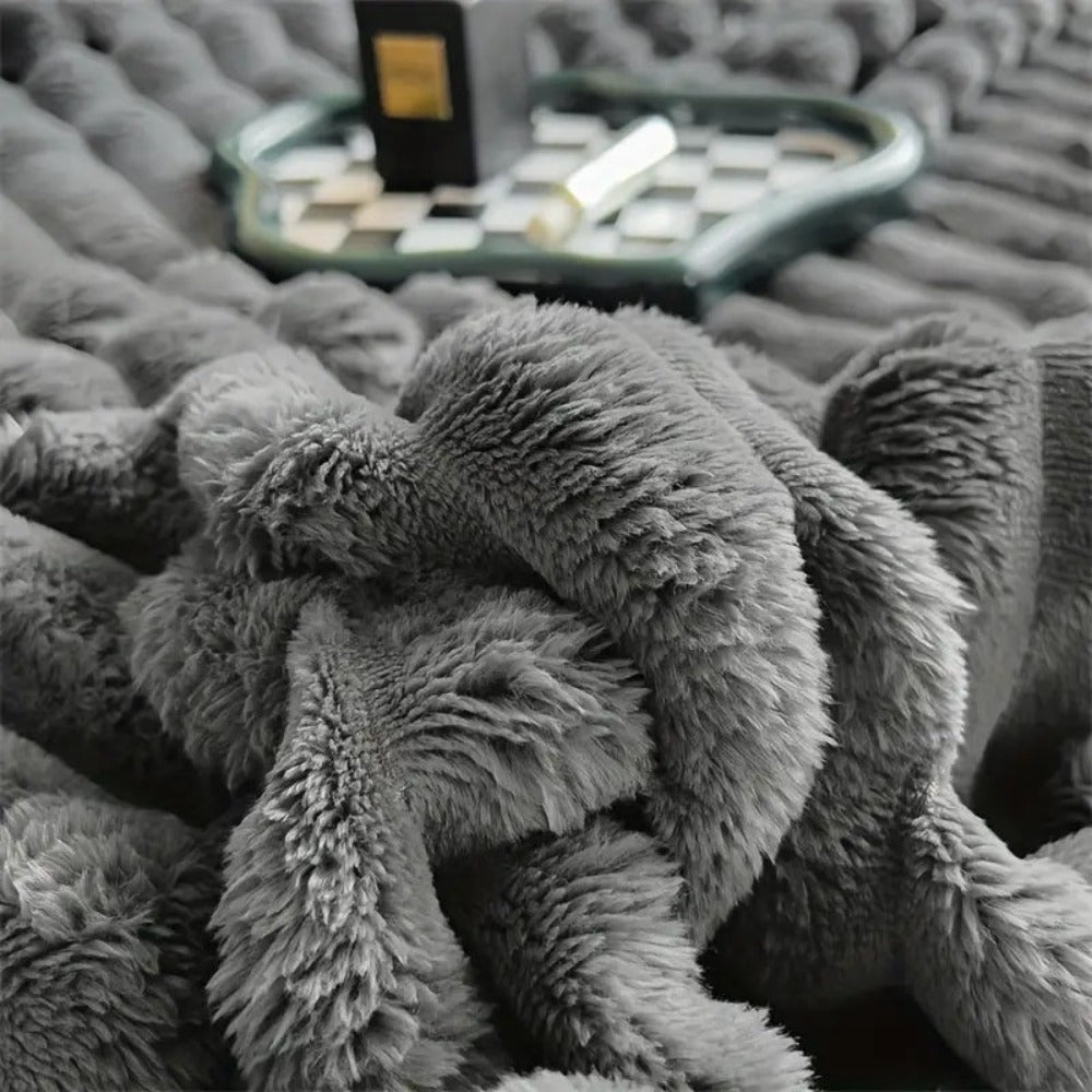 Ribbed Textured Throw Blanket, Plush All-Season Comfort