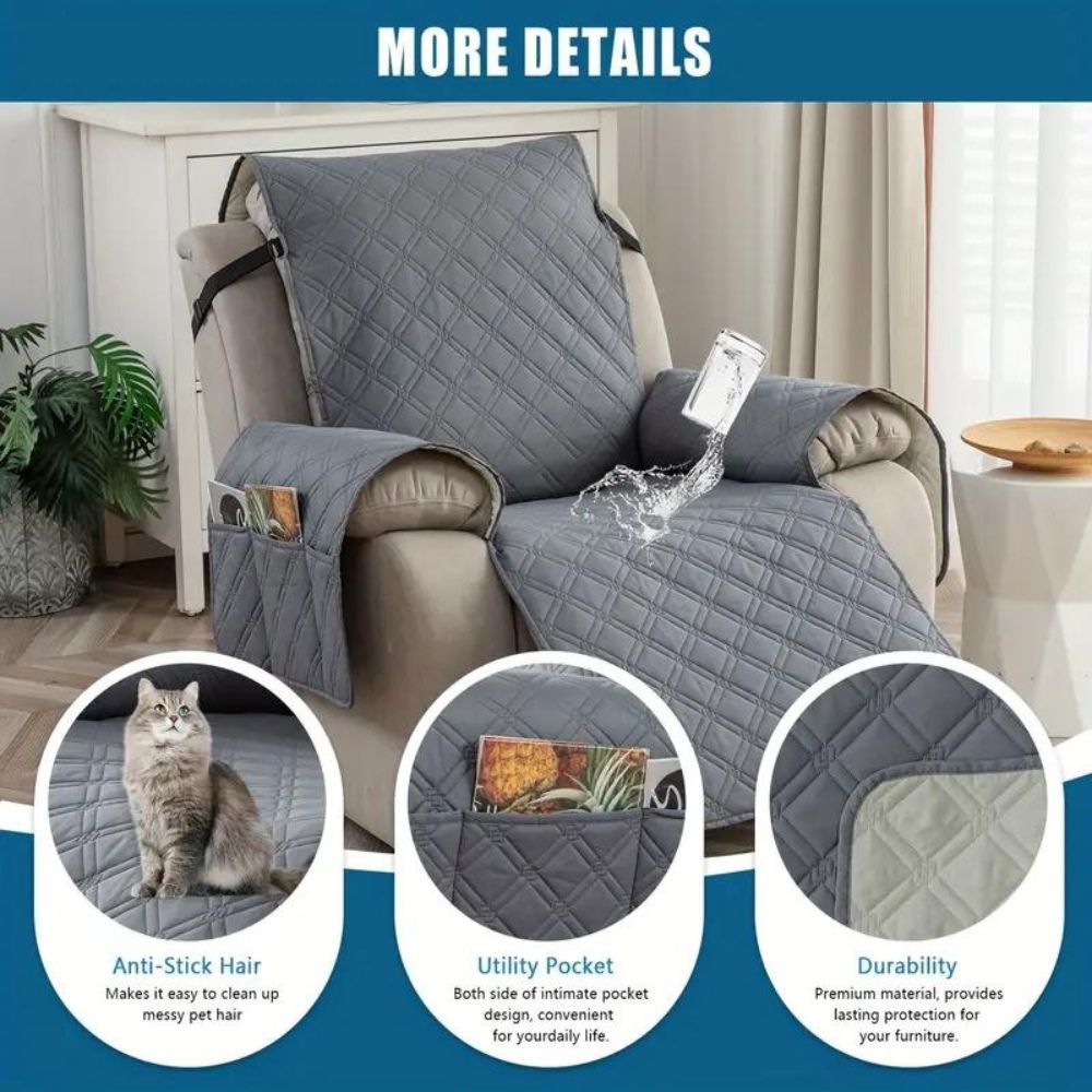 Waterproof Recliner Slipcover, Pet-Friendly Non-Slip