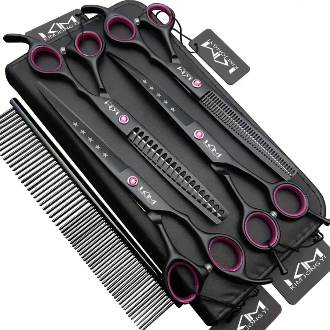Professional Pet Grooming Scissors Set - 4-Piece Stainless Steel Kit