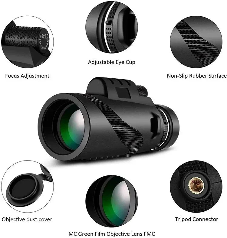 Professional Monocular Telescope - 80x Magnification BAK4 Prism