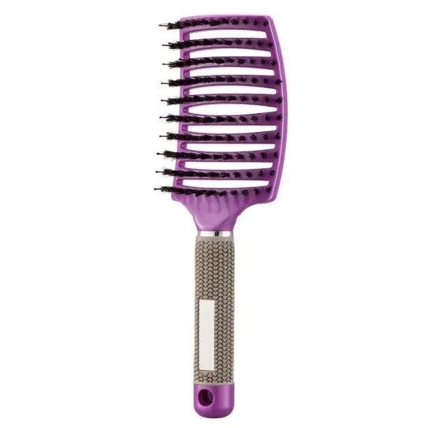 Detangling Hair Brush with Curved Bristle Design