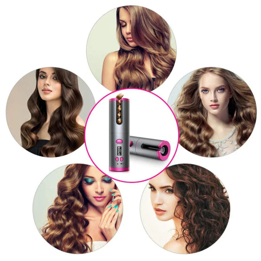Automatic Cordless Hair Curler with LED Display