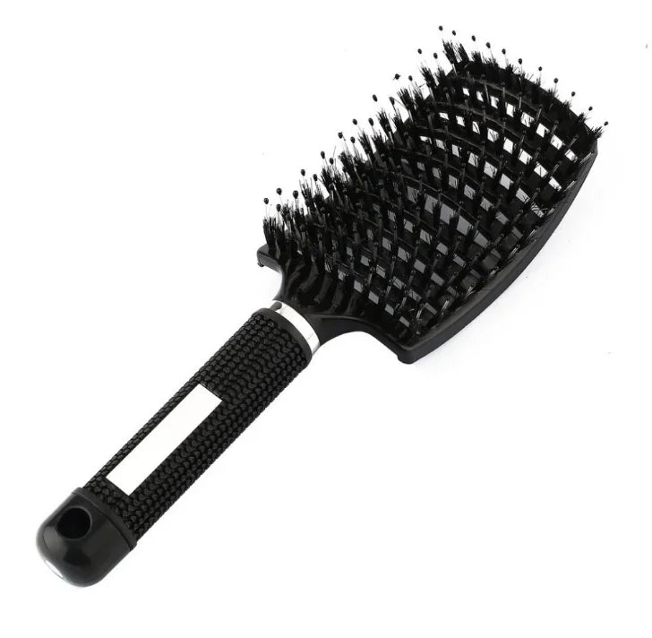 Detangling Hair Brush with Curved Bristle Design