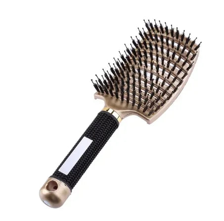 Detangling Hair Brush with Curved Bristle Design