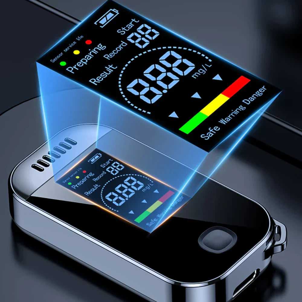 Digital Alcohol Tester with LCD Display - USB Rechargeable