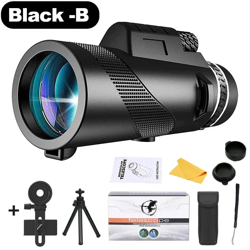Professional Monocular Telescope - 80x Magnification BAK4 Prism