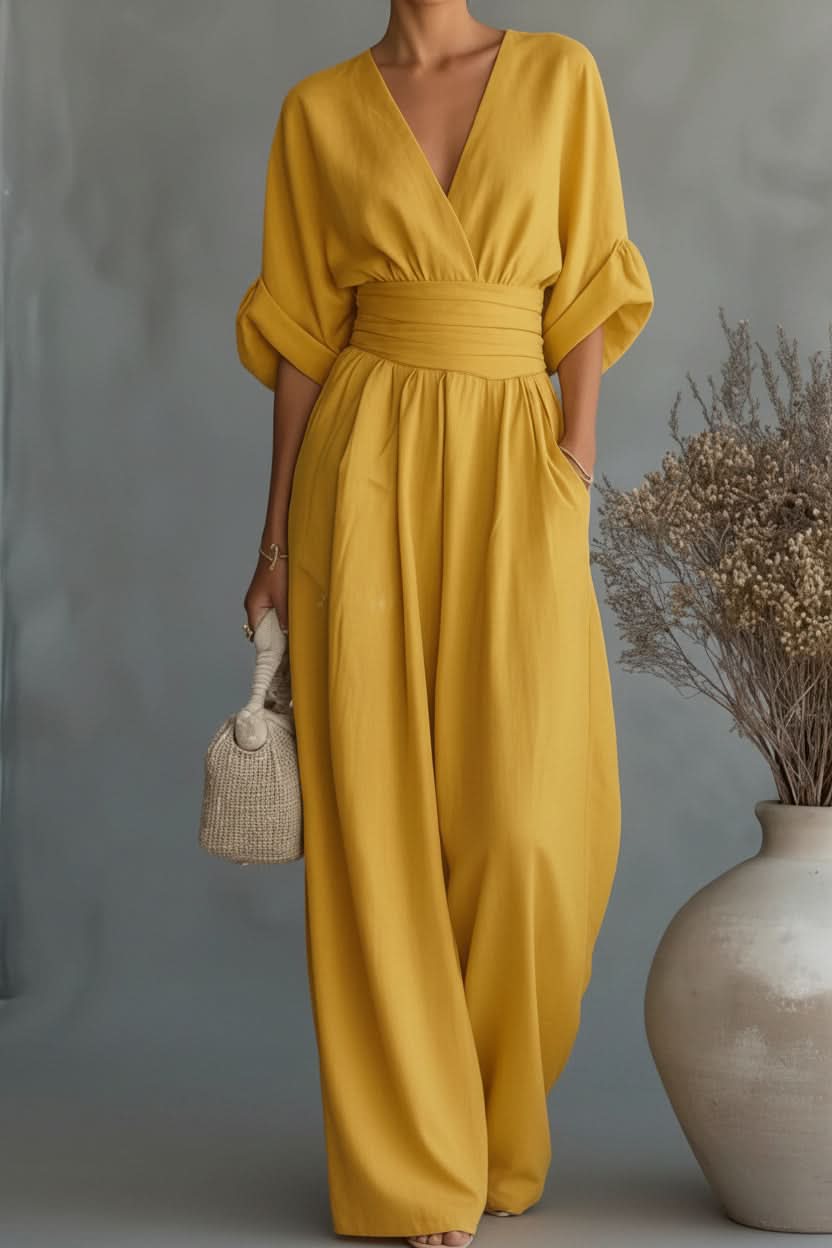 Vintage-Inspired Jumpsuit with Flexible Waistband
