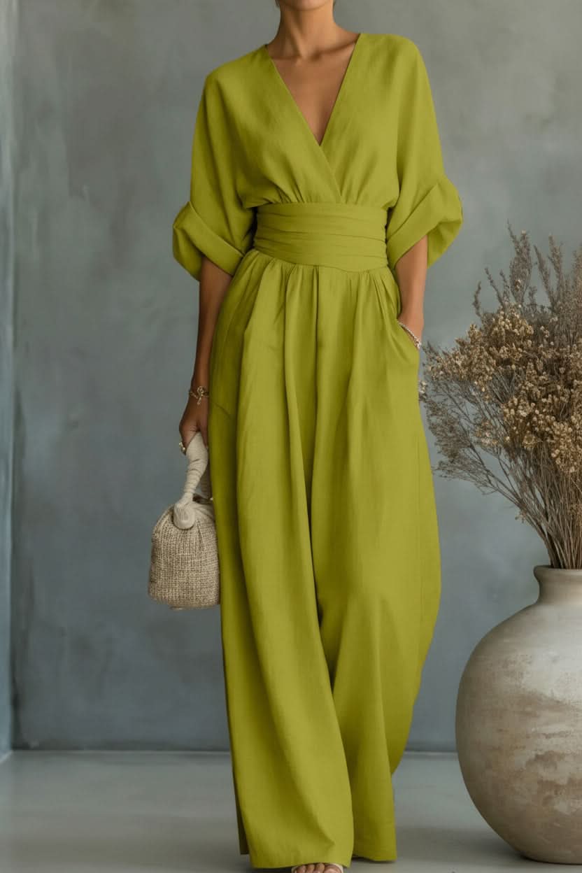Vintage-Inspired Jumpsuit with Flexible Waistband