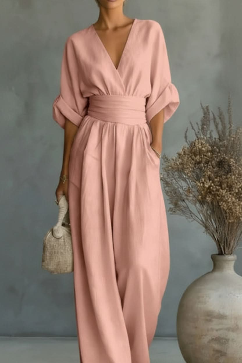 Vintage-Inspired Jumpsuit with Flexible Waistband