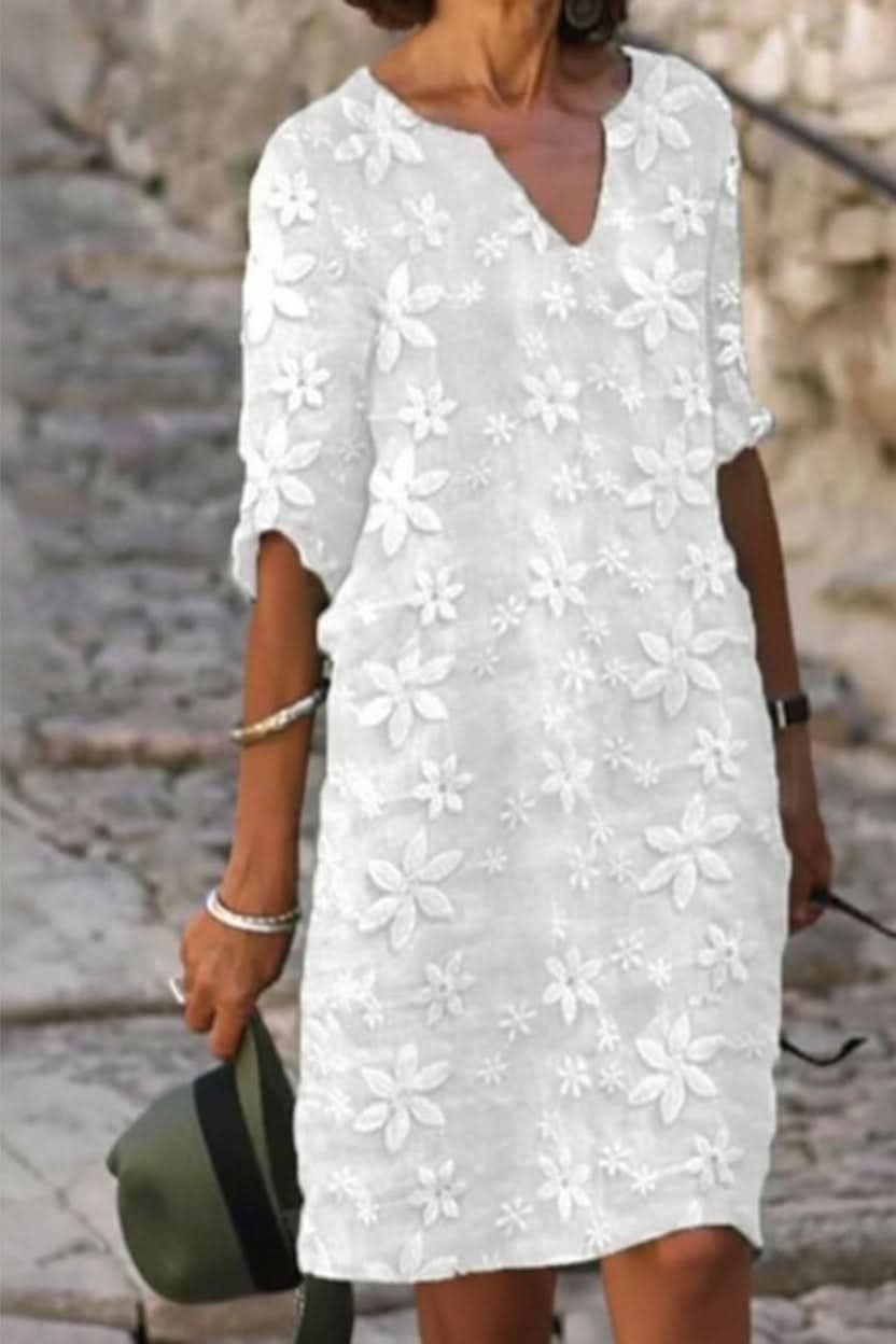 Floral V-Neck Summer Dress for Warm-Weather Elegance