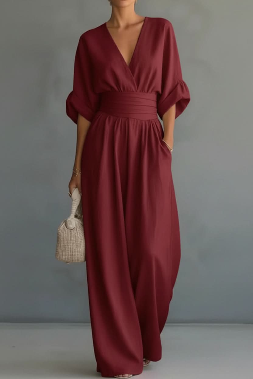 Vintage-Inspired Jumpsuit with Flexible Waistband