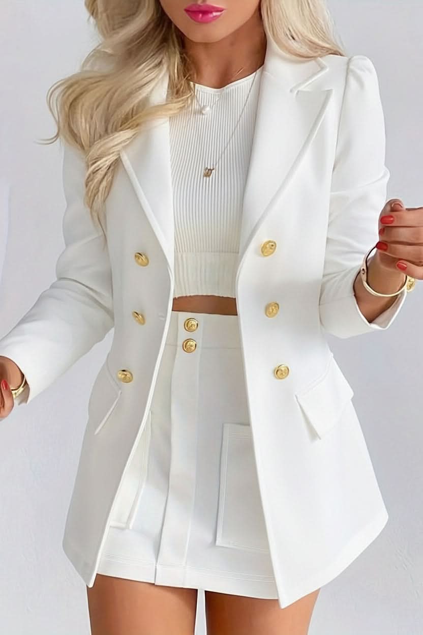 Tailored Power Blazer Skirt Suit for Business Casual Style