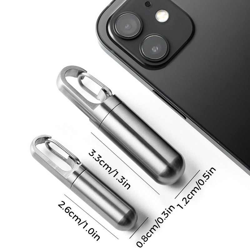 Waterproof Stainless Steel Pill Box Keychain