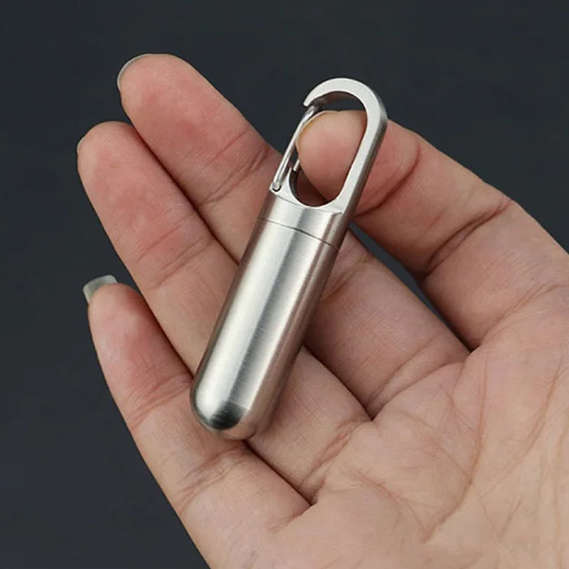 Waterproof Stainless Steel Pill Box Keychain