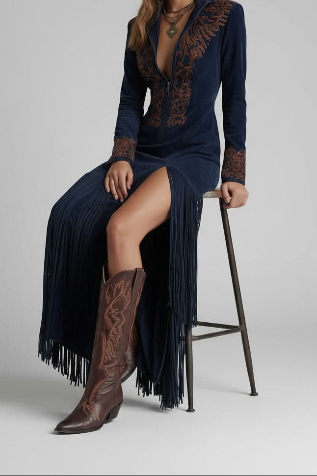 Luxe Fringe Maxi Dress for Special Occasions