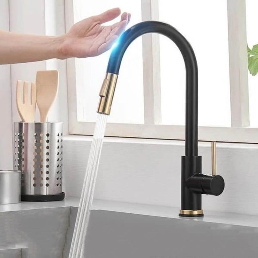 Touchless Sensor Pull-Out Kitchen Tap, Modern Brass Faucet