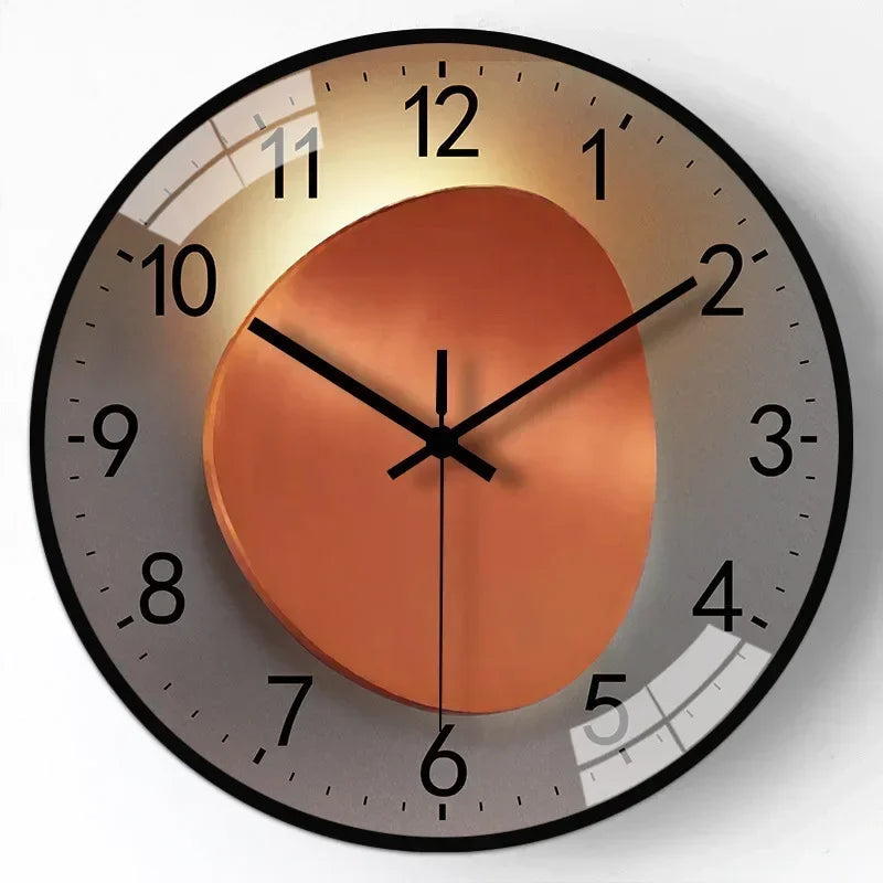 Silent Digital Wall Clock, Gradient Gold Design, 8-Inch