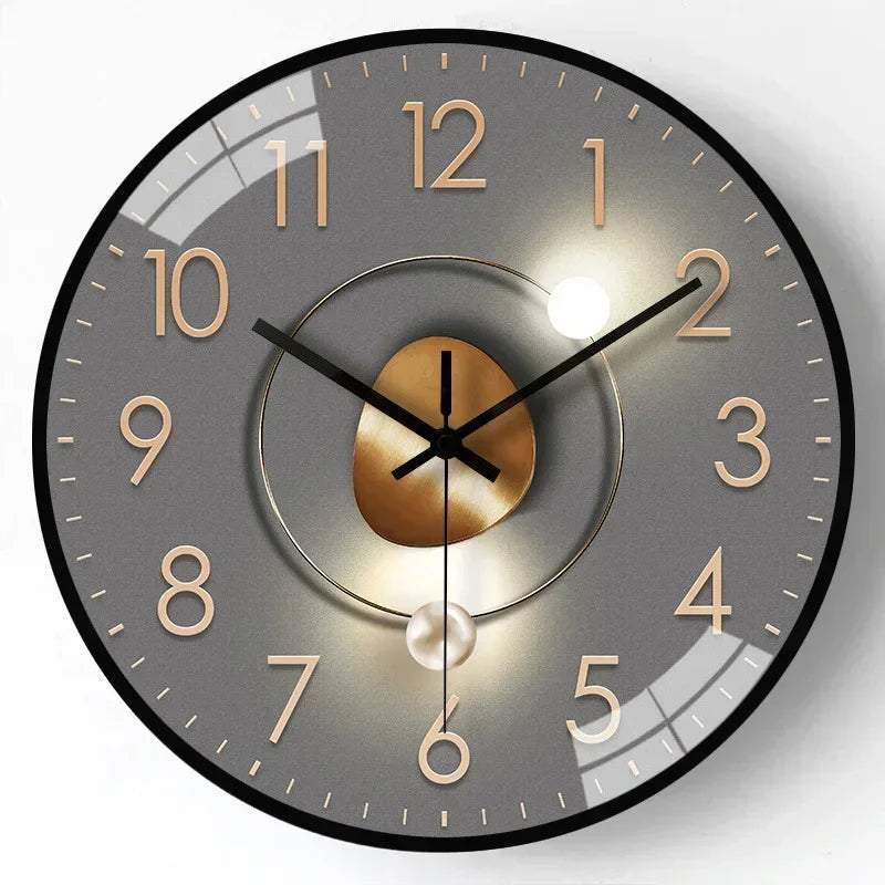 Silent Digital Wall Clock, Gradient Gold Design, 8-Inch