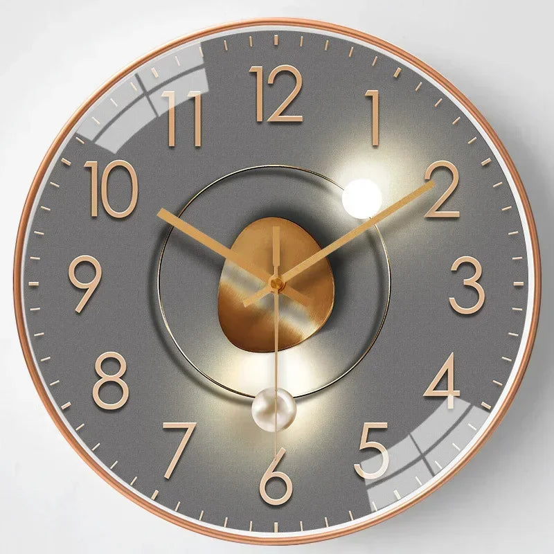 Silent Digital Wall Clock, Gradient Gold Design, 8-Inch