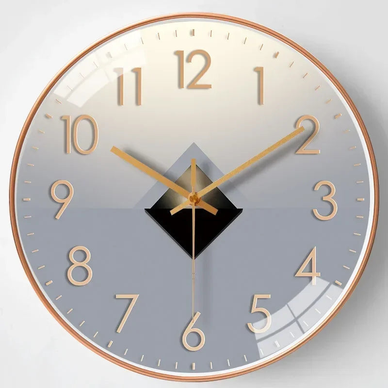 Silent Digital Wall Clock, Gradient Gold Design, 8-Inch