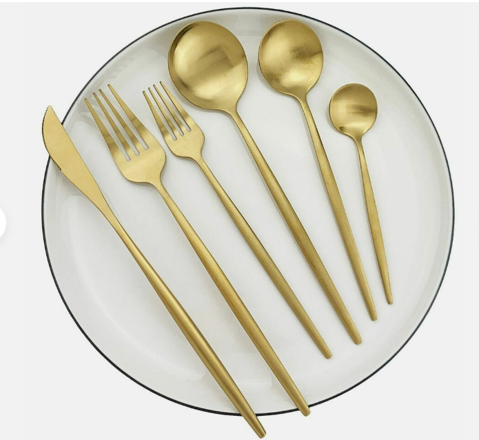 20-Piece Gold Cutlery Set - Minimalist Stainless Steel