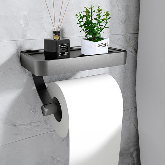 Aluminium Wall-Mount Toilet Roll Holder with Storage Shelf