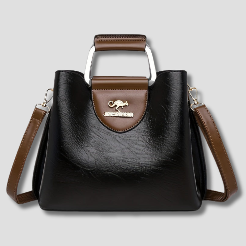 Classic Leather Handbag - Spacious Multi-Compartment Design