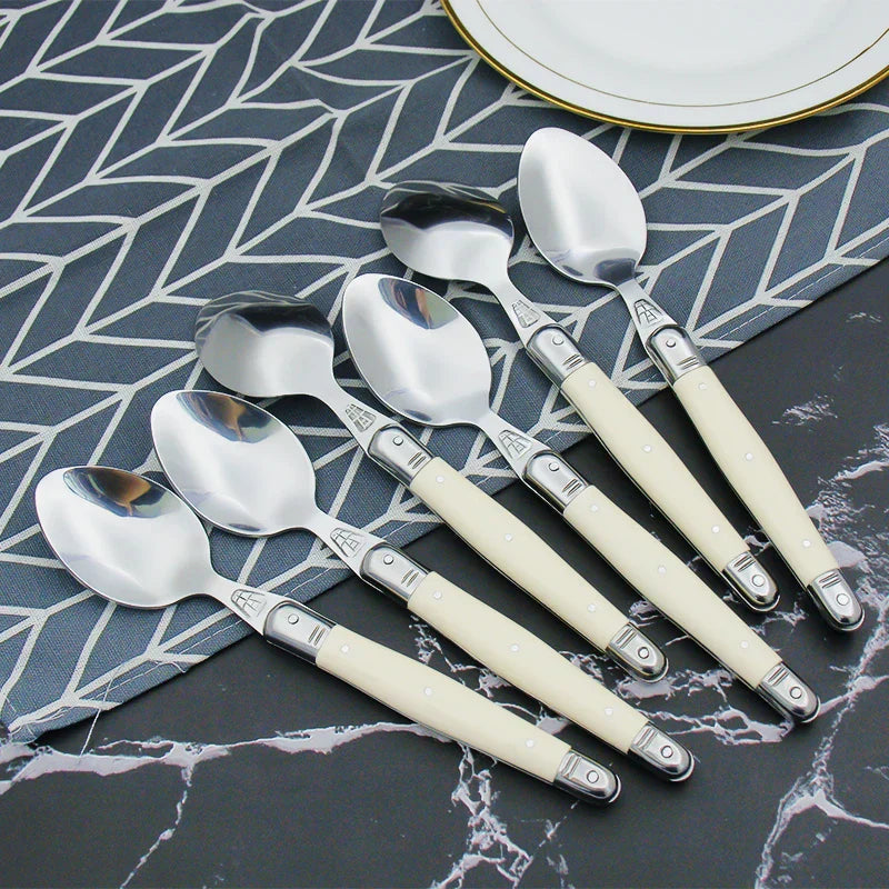 Stainless Steel Cutlery Set - Ivory Laguiole-Style Design