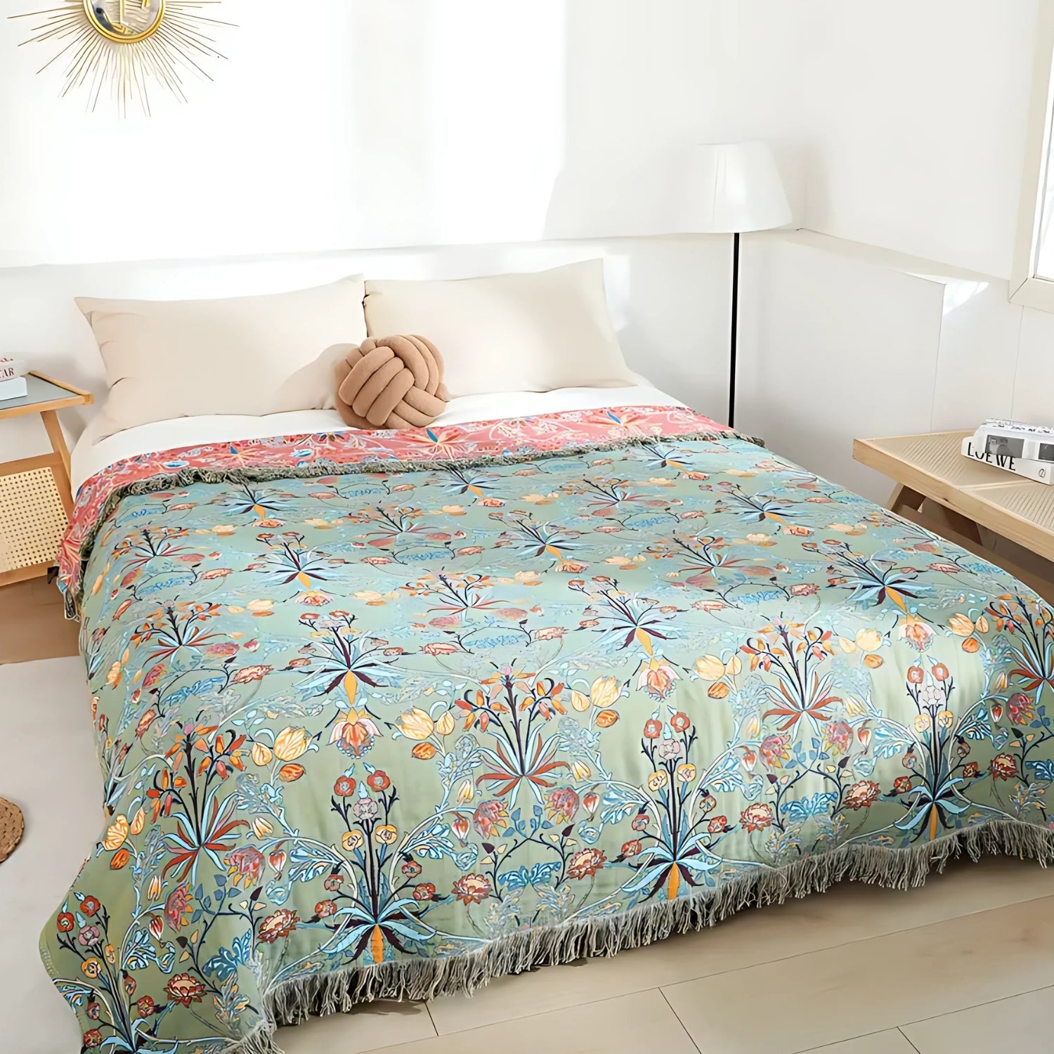 Wild Petal Reversible Cotton Throw Bedspread