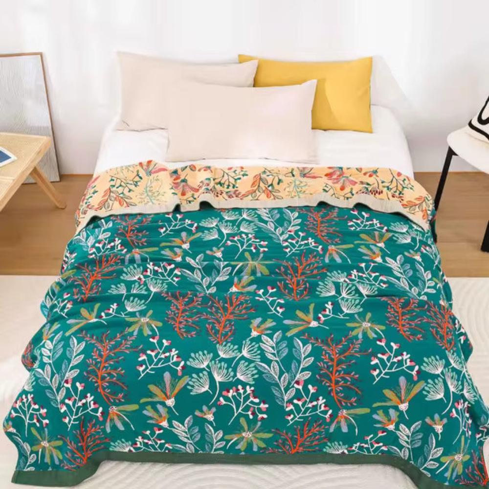 Organic Cotton Gauze Blanket - Soft 4-Layer Throw