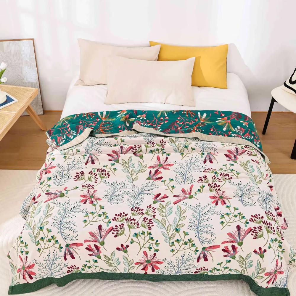 Organic Cotton Gauze Blanket - Soft 4-Layer Throw