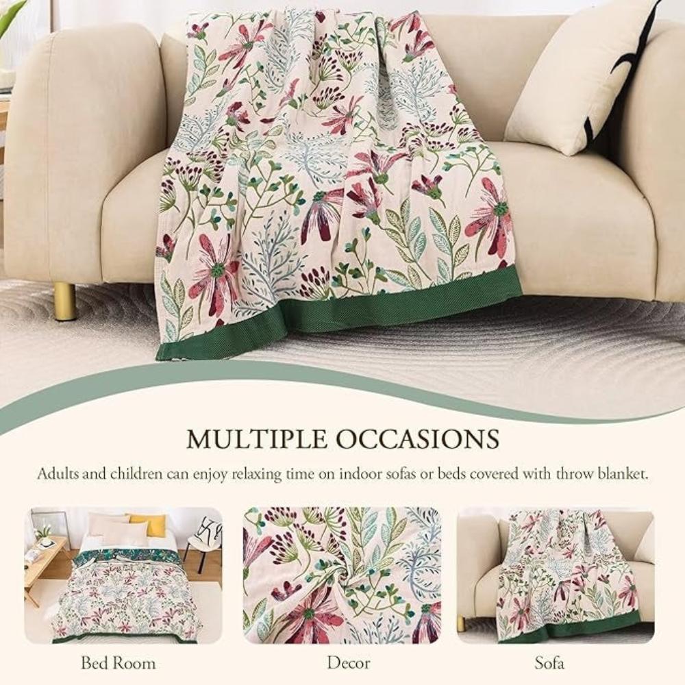 Organic Cotton Gauze Blanket - Soft 4-Layer Throw