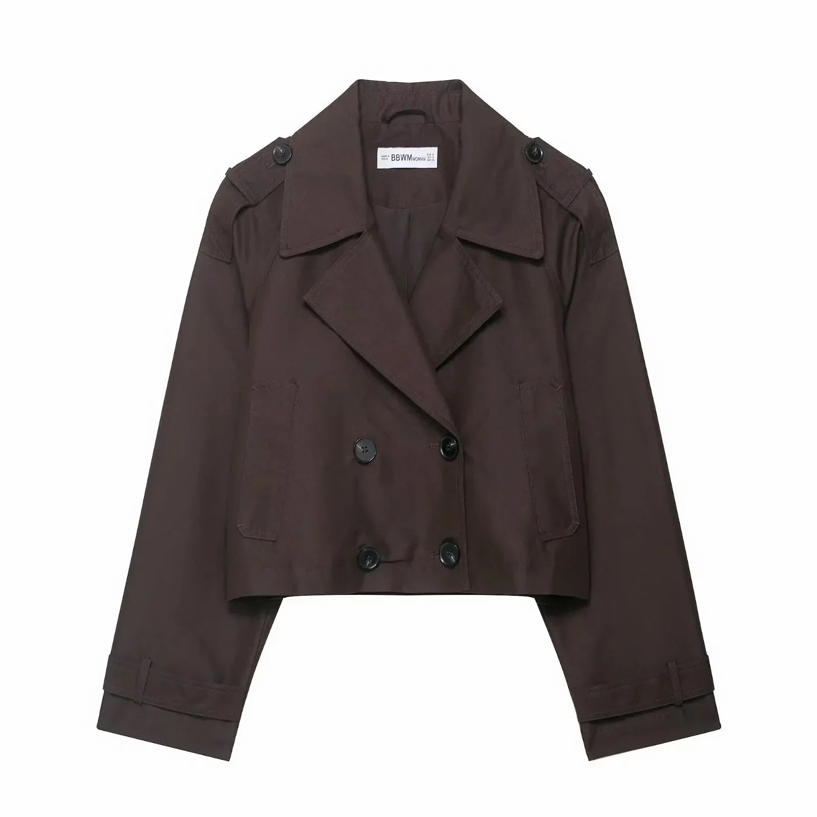 Women's Cropped Double-Breasted Trench Coat