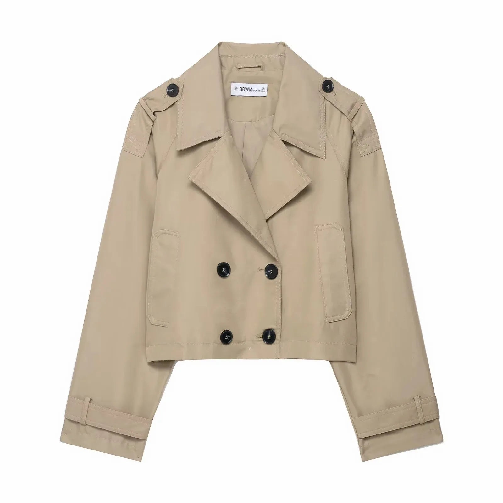 Women's Cropped Double-Breasted Trench Coat