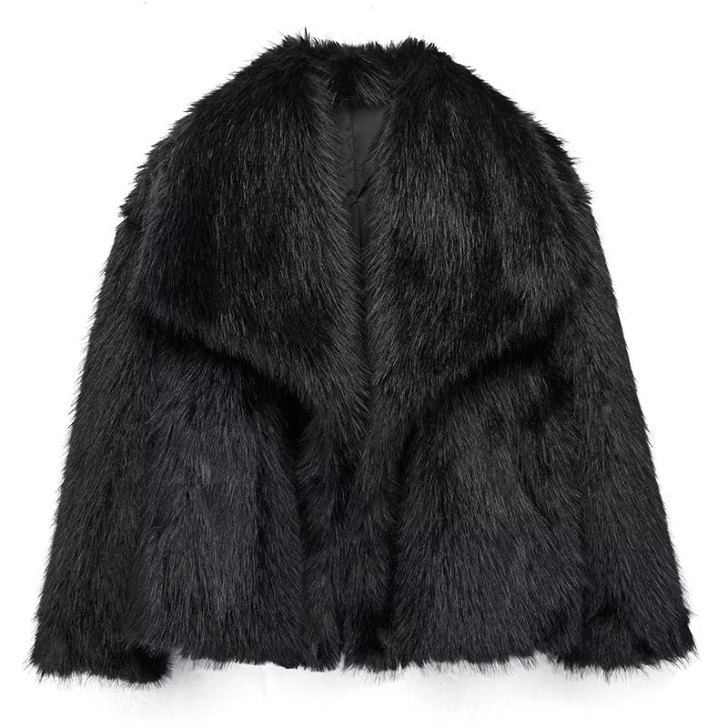 Plush Faux Fur Short Jacket - Womens Winter Outerwear