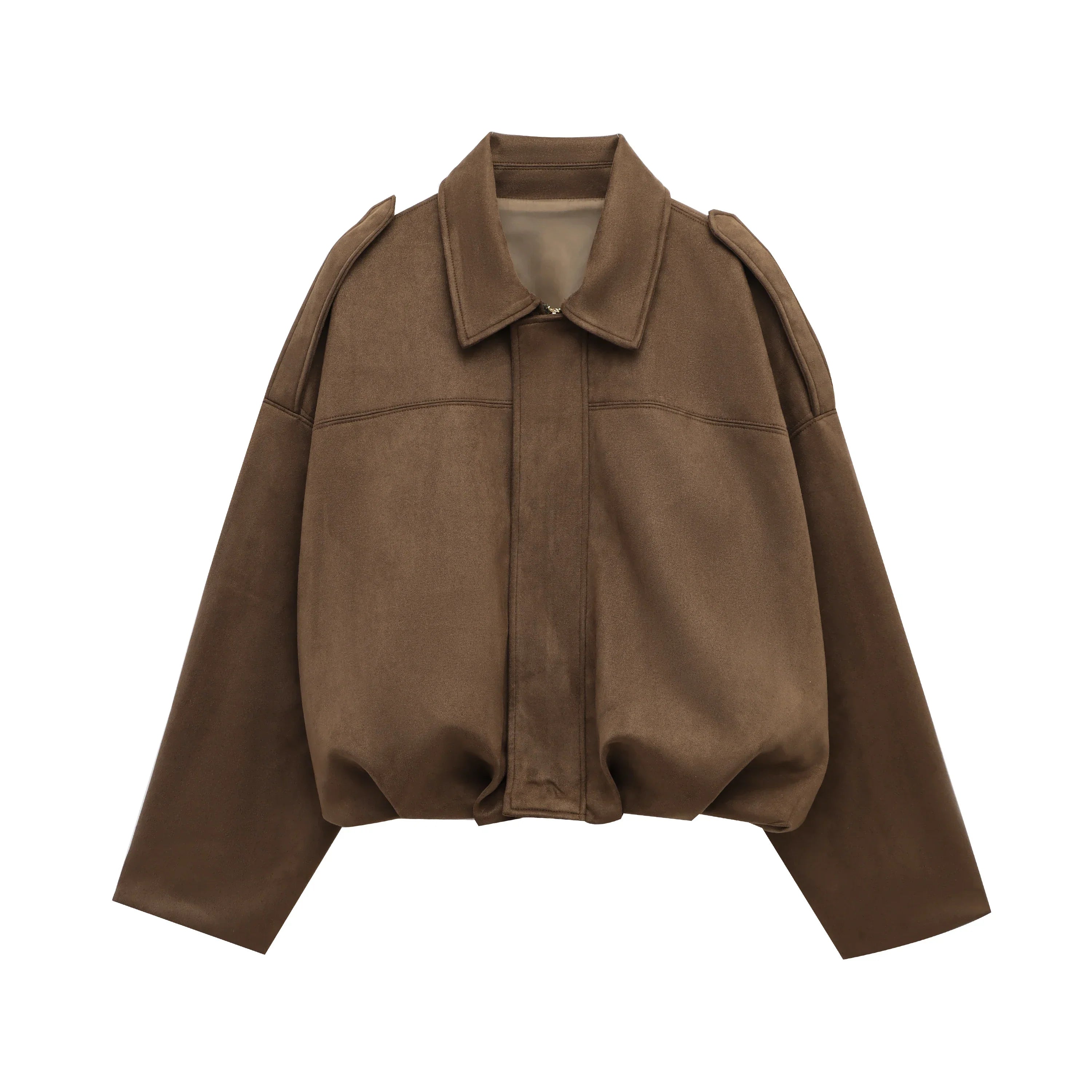 Oversized Vintage Suede Bomber Jacket, Brown & Green