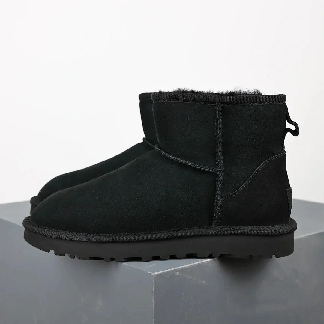 Women's Winter Ankle Boots - Sheepskin Suede Mini Platform