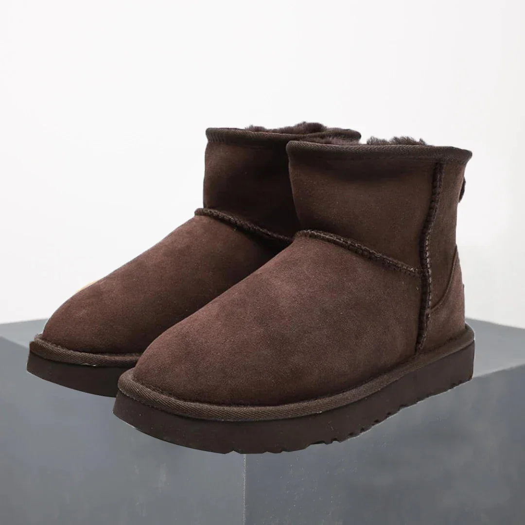 Women's Winter Ankle Boots - Sheepskin Suede Mini Platform