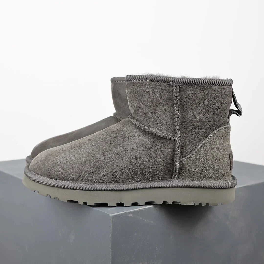 Women's Winter Ankle Boots - Sheepskin Suede Mini Platform