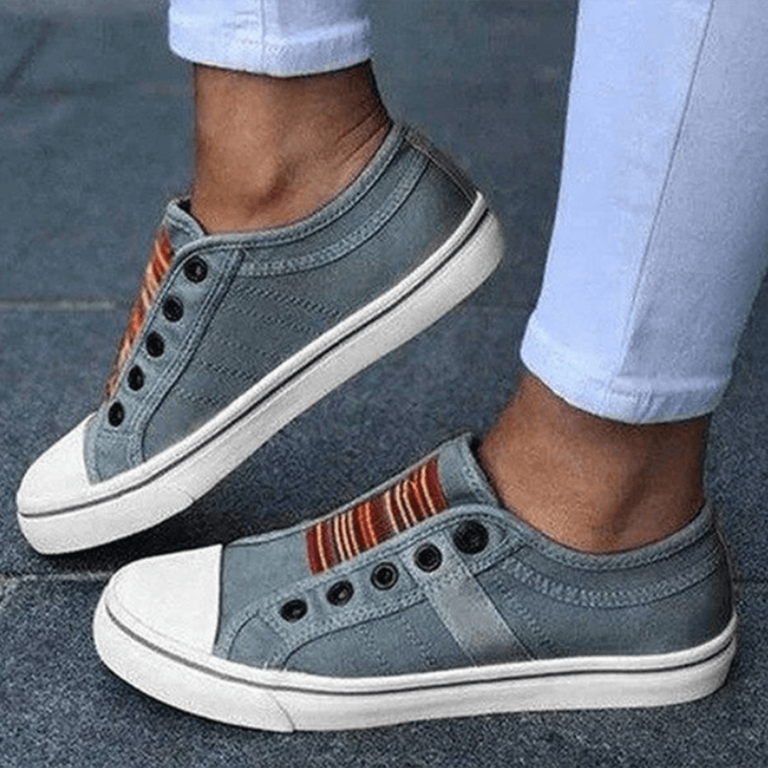 Women's Slip-On Trainers - Elastic Casual Everyday Shoes