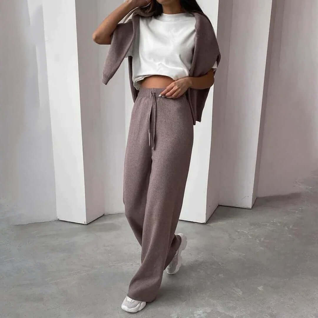 Women's Soft Cashmere-Feel Sweater and Pants Set