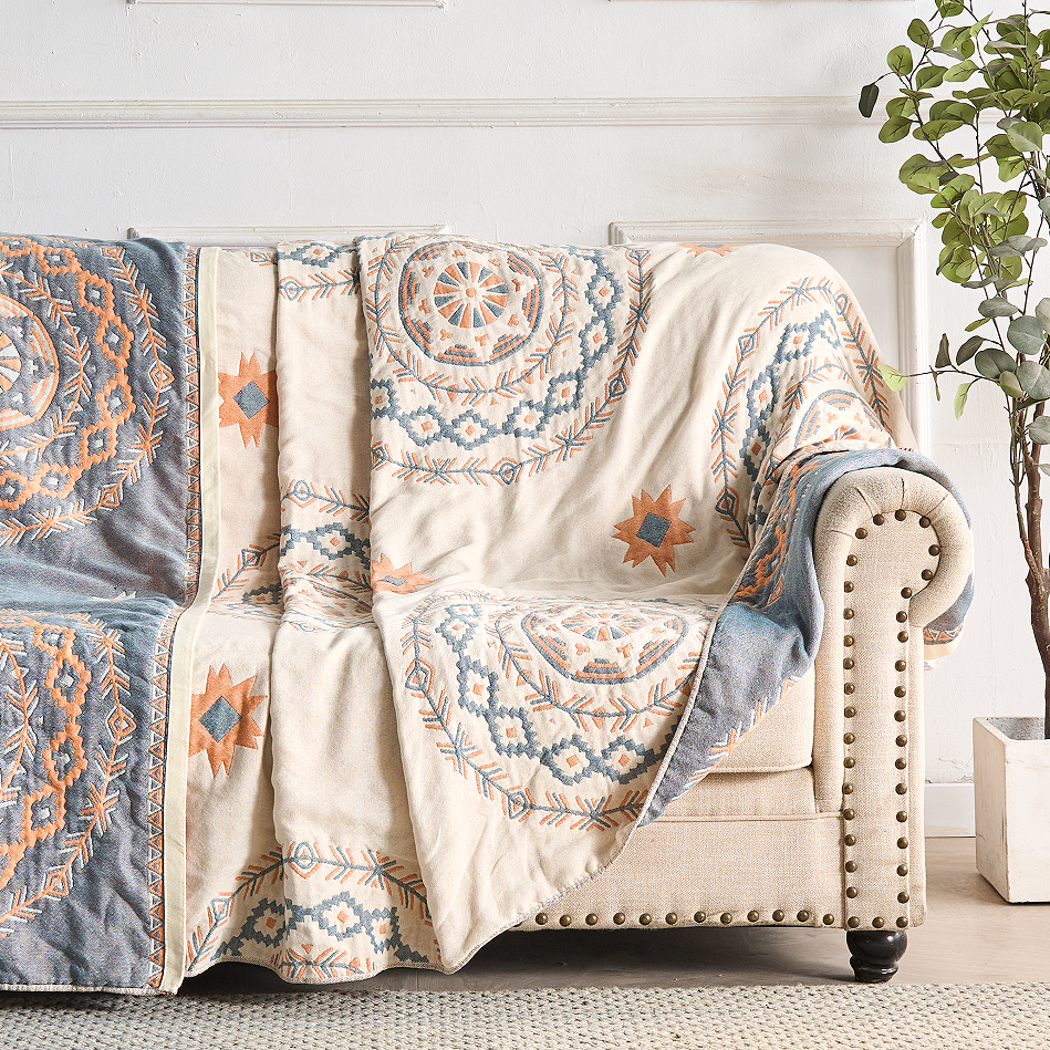 Serene Mandala Cotton Throw Blanket - Boho Style