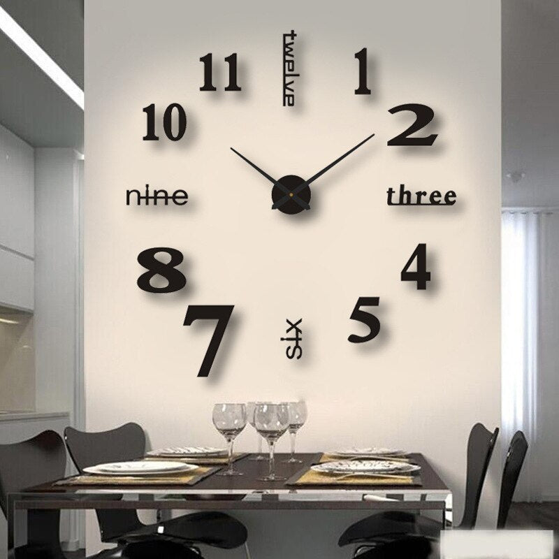 Black Quartz Statement Wall Clock - Modern Home Decor