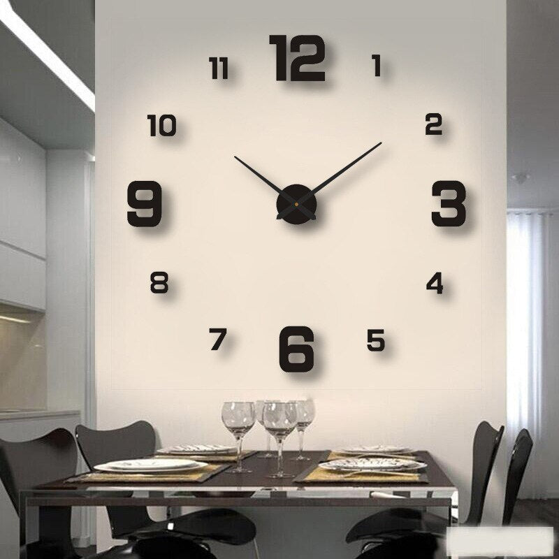 Black Quartz Statement Wall Clock - Modern Home Decor