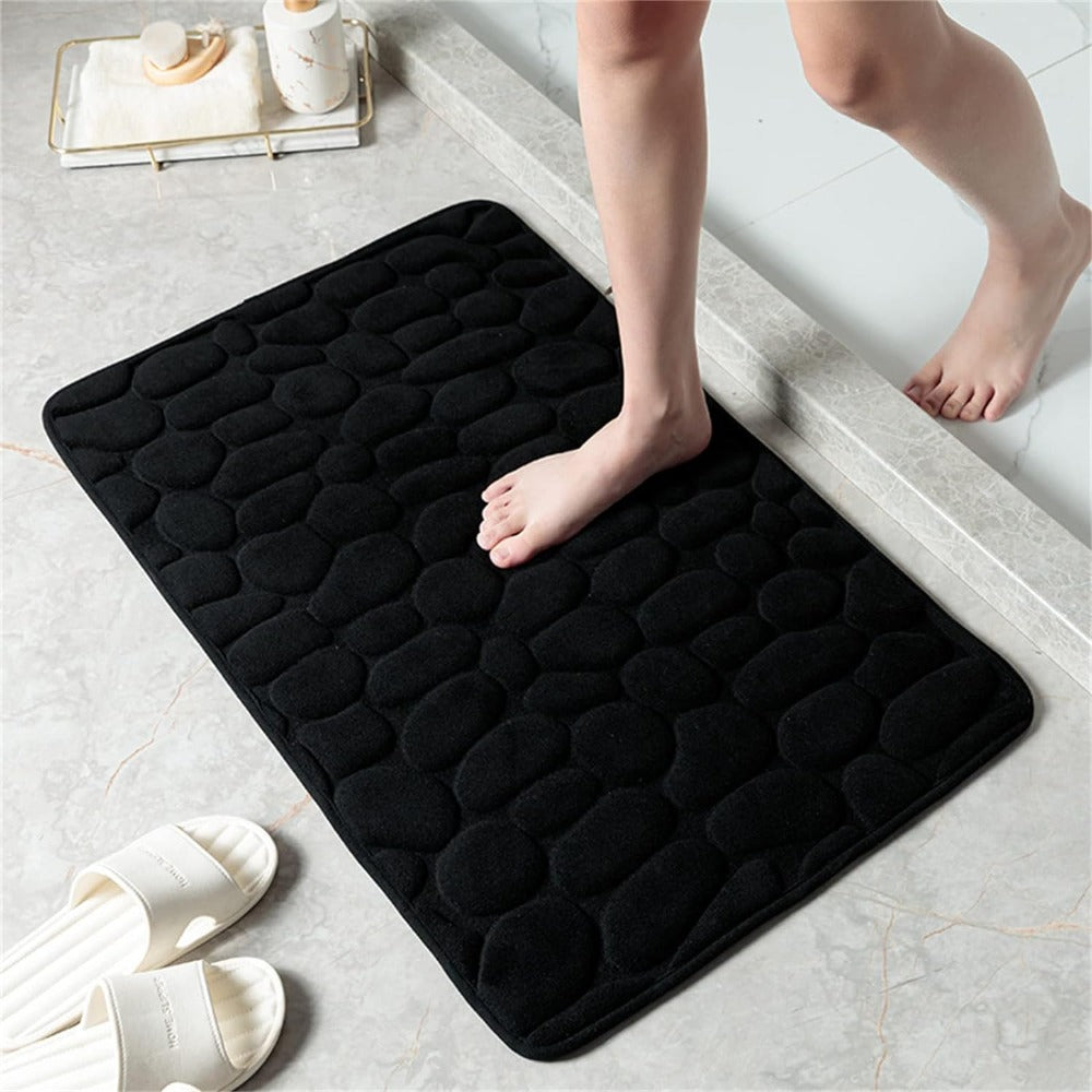 Cobblestone Embossed Coral Fleece Bath Mat
