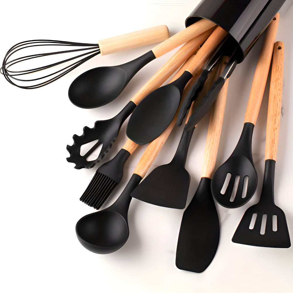 Silicone Cooking Utensils Set - 12-Piece Heat-Resistant Tools