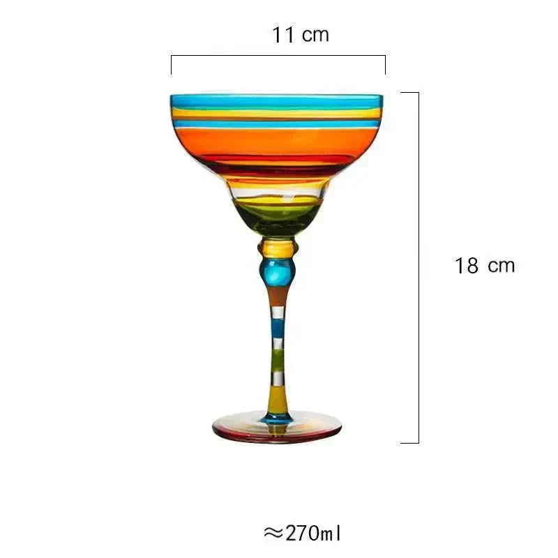 Coloured Margarita Cocktail Glass - Handcrafted, 270ml