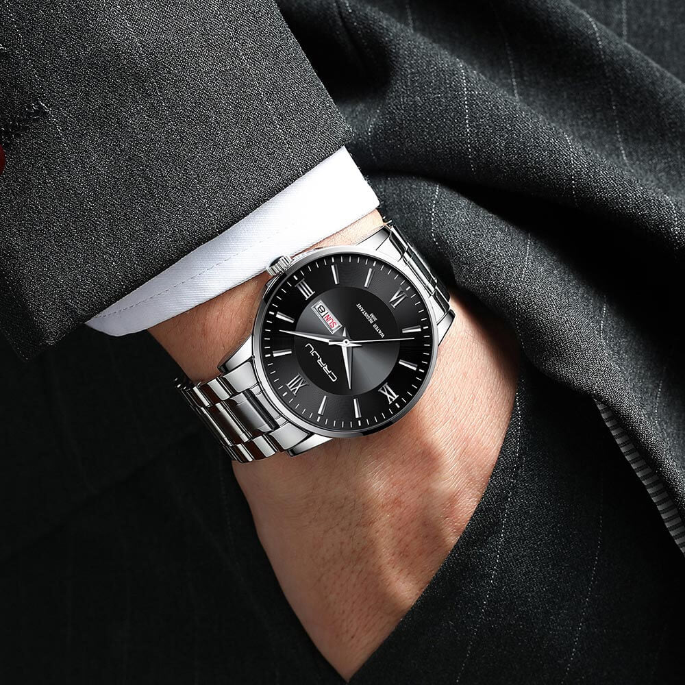 Men's Waterproof Sports Watch - Stainless Steel Chronograph